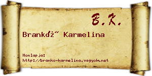 Brankó Karmelina névjegykártya